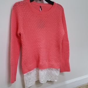 Girls sweater with lace on bottom